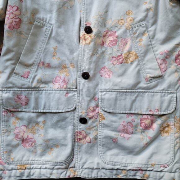 L.L. Bean Floral Blue Insulated Utility Barn Coat - Picture 3 of 13